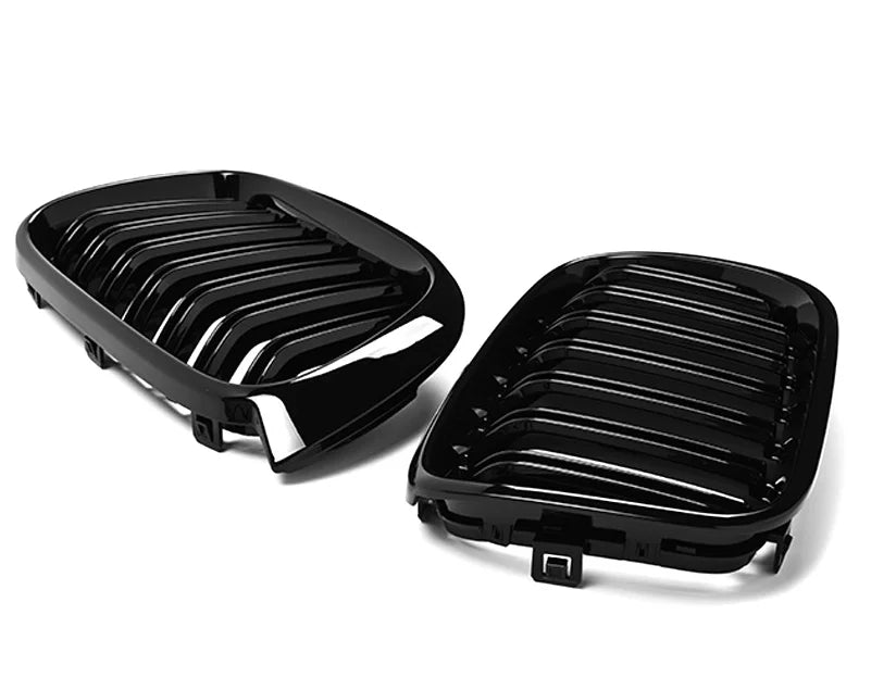 BMW X3 X4 F25 F26 LCI Parrillas Frontales Doble Lama Negro Brillo (2014-2018)