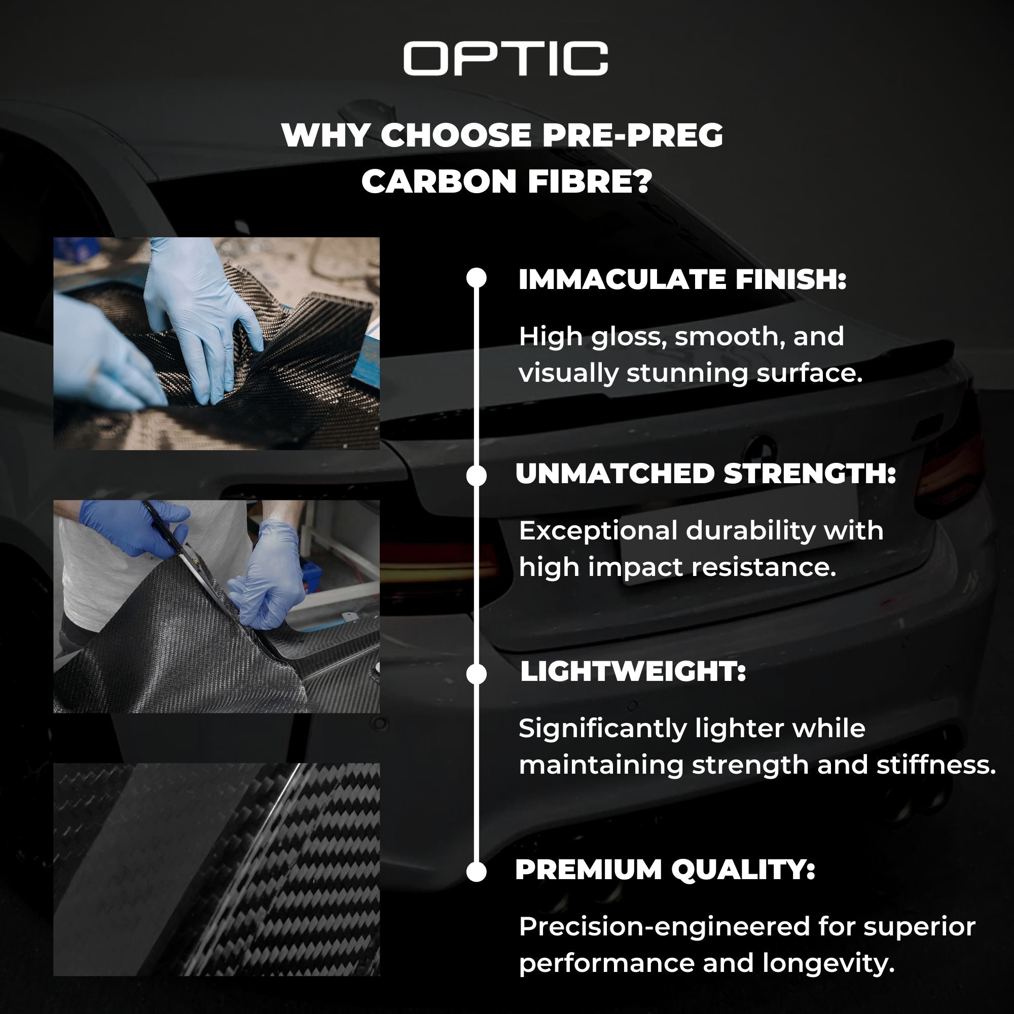 BMW Serie 4 F33 / M4 F83 Convertible Prepreg de Carbono Estilo CS Spoiler Trasero por OPTIC (2014-2019)
