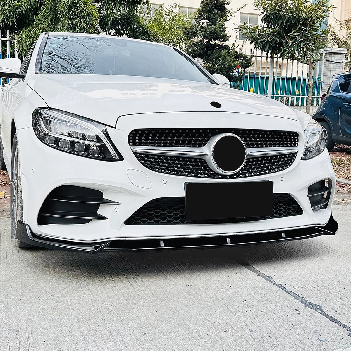 Mercedes C-Class W205 Facelift AMG Style Gloss Black Front Lip Splitter (2019-2021)