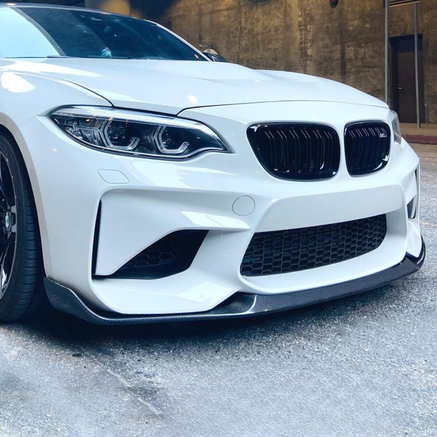 BMW M2 F87 Pre-Preg Dry Carbon Fibre CS Style Front Bumper Splitter By OPTIC (2015-2018)