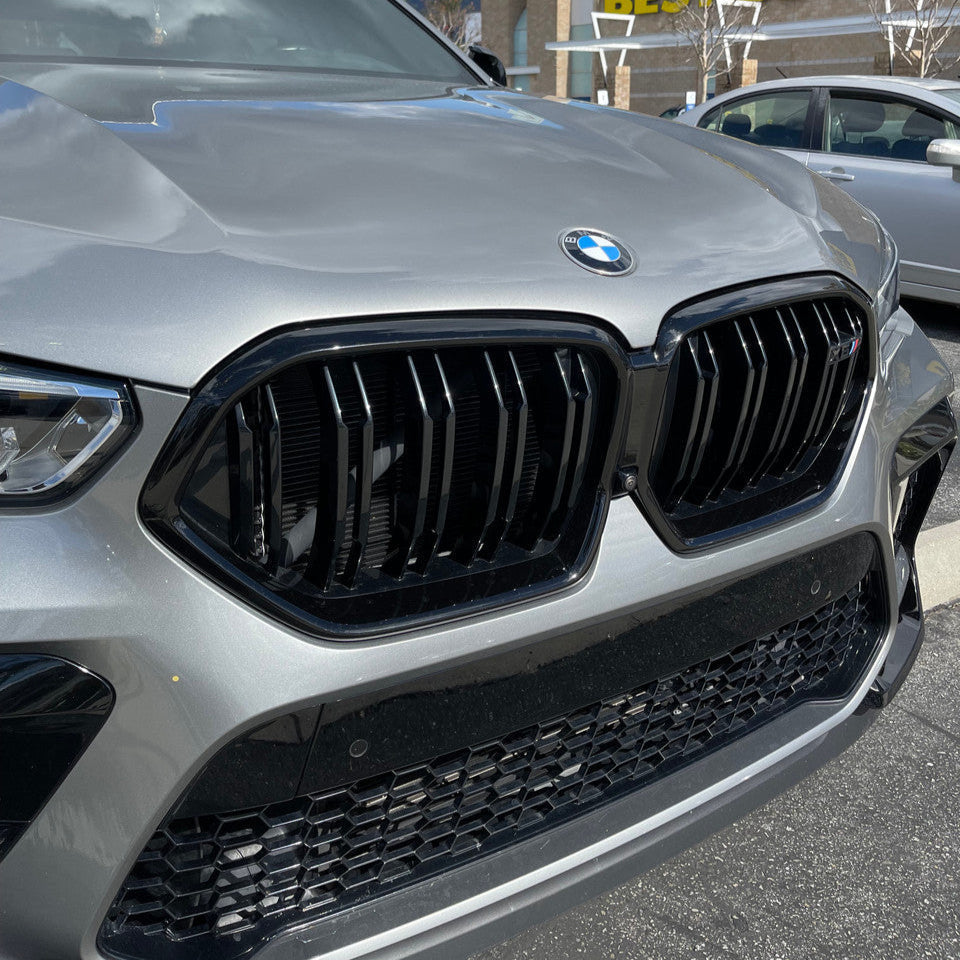 BMW X6 & X6M G06 F96 Gloss Black Double Slat Front Grills (2019-2022)