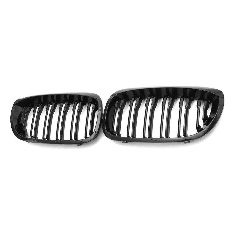 BMW 3 Series E46 2 Door Gloss Black Double Slat Front Grills (2003-2006)